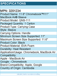 Case Logic 3201234 Carrying Case (Sleeve) for 11" to 11.6" Chromebook