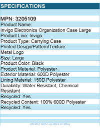 Case Logic 3205109 Invigo Carrying Case Electronic Equipment, Cable, Earbud