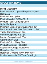 Case Logic 3205197 Uplink Carrying Case (Backpack) for 10" to 15.6" Notebook