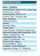 Case Logic 3205326 Notion Carrying Case (Briefcase) for 15.6" PC, Notebook