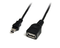 StarTech USBMUSBFM1 1 ft Mini USB 2.0 Cable USB A to Mini B Female to Male
