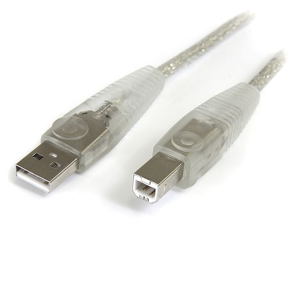 StarTech USB2HAB6T 6 ft Transparent USB A to USB B 2.0 Printer Scanner Ext HDD