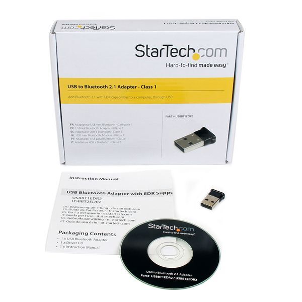 StarTech USBBT1EDR2 Mini USB Bluetooth 2.1 Adapter- Class 1 EDR Wireless Network