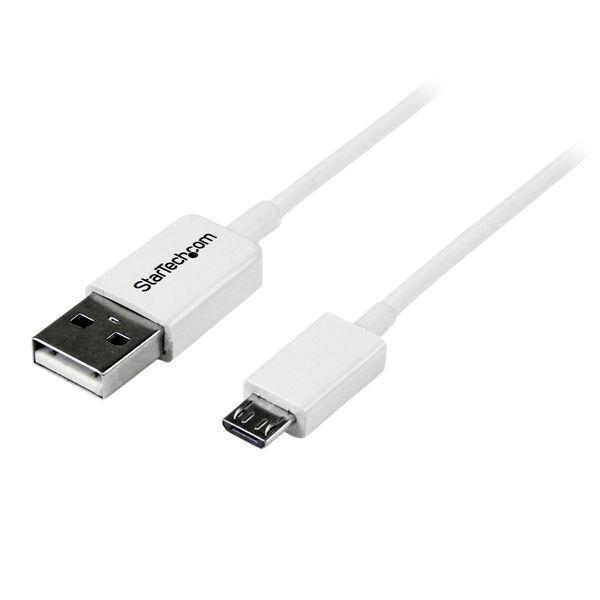 StarTech USBPAUB50CMW 0.5m White Micro USB Cable A to B Sync Charge Android Cell