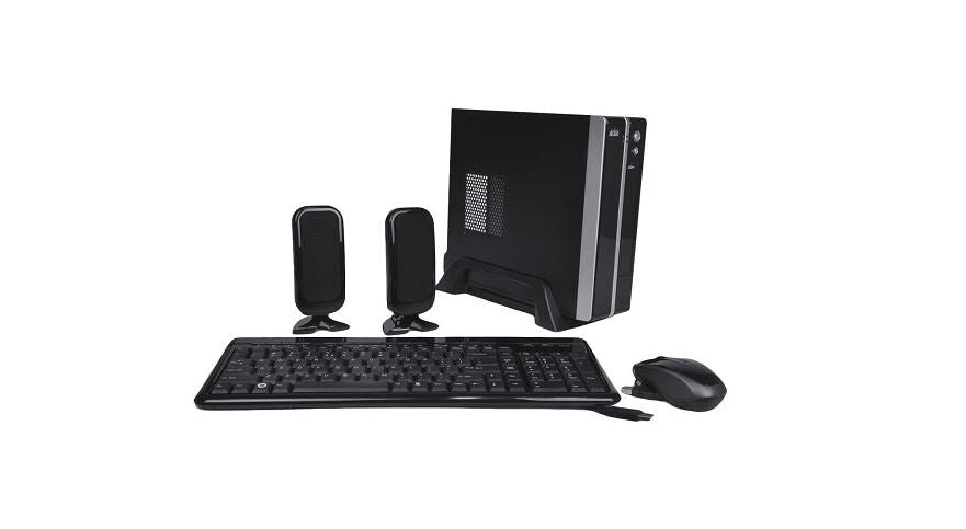 Pixxo CB-509E Mini-ITX Steel Black Computer Case w Speaker Keyboard Mouse Power