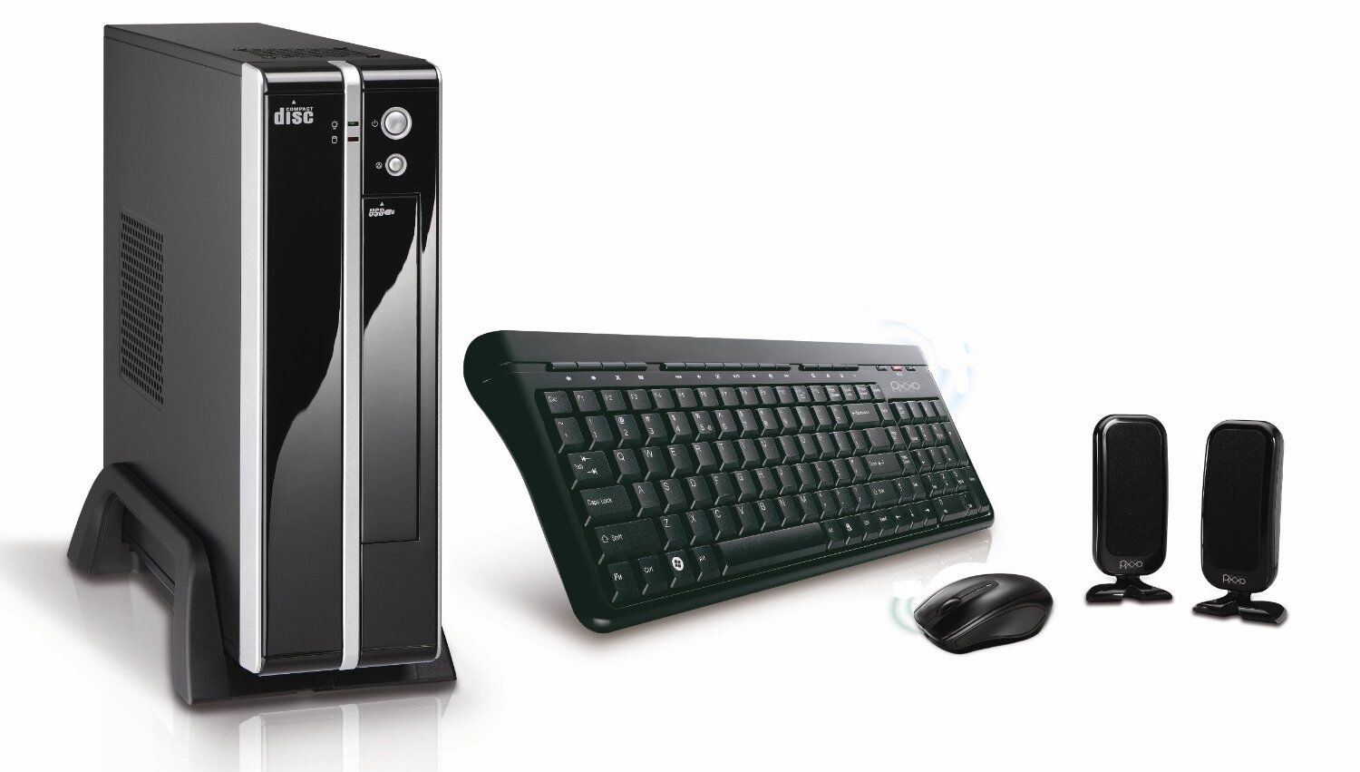 Pixxo CB-509E Mini-ITX Steel Black Computer Case w Speaker Keyboard Mouse Power