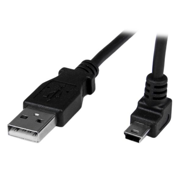 StarTech USBAMB1MU 1m Mini USB Cable A to Up Angle Mini B Male to Male Black