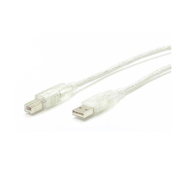 StarTech USBFAB6T 6 ft Clear A to B USB 2.0 Cable - M/M Type A Male USB - Type B