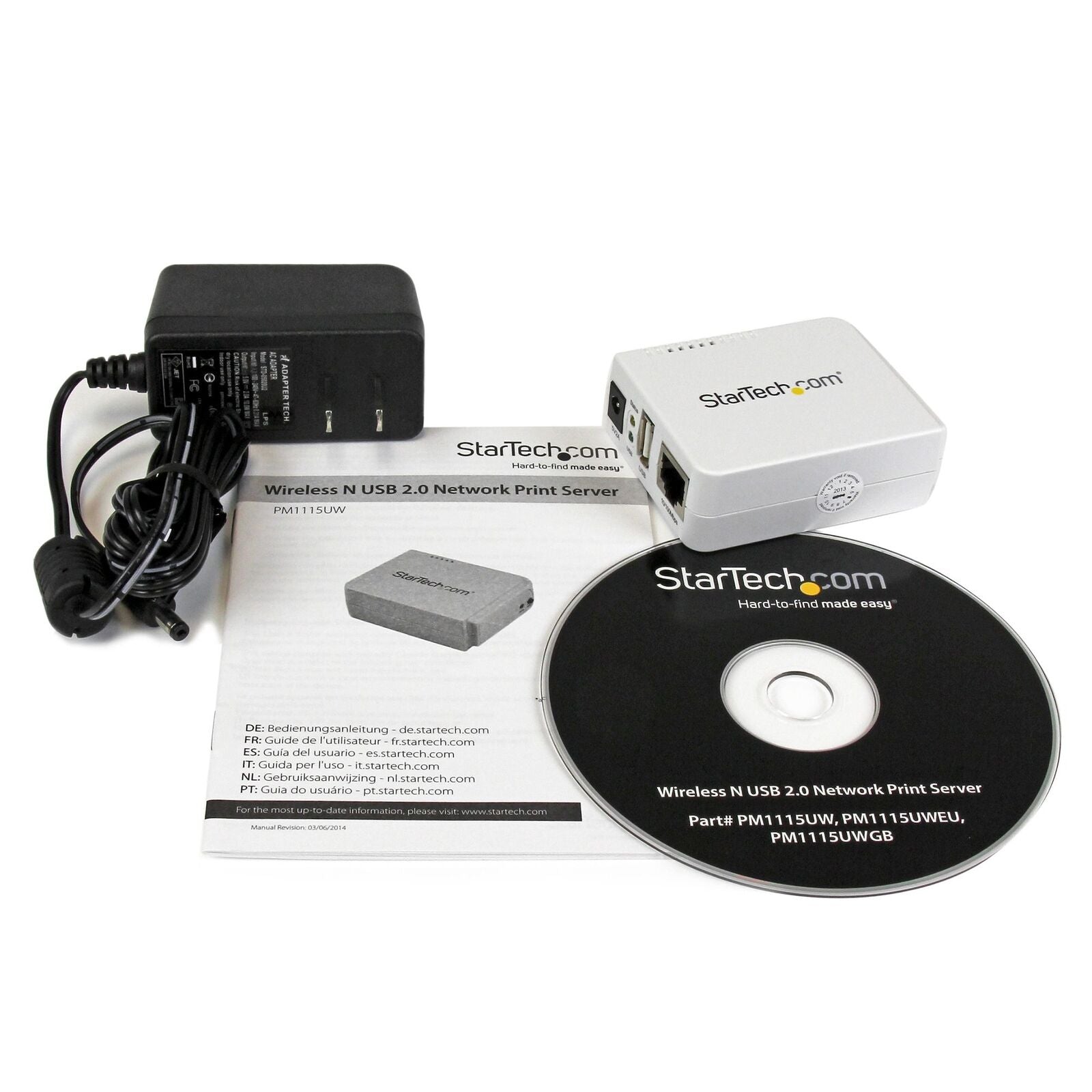 StarTech PM1115UW 1 Port USB Wireless N Network Print Server with 10/100 Mbps