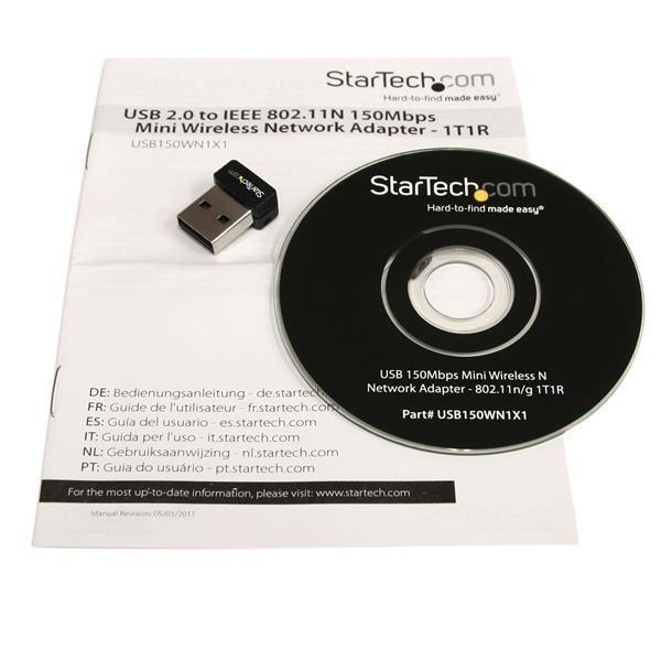 StarTech USB150WN1X1 USB 150Mbps Mini Wireless N Network Adapter- 802.11n/g 1T1R
