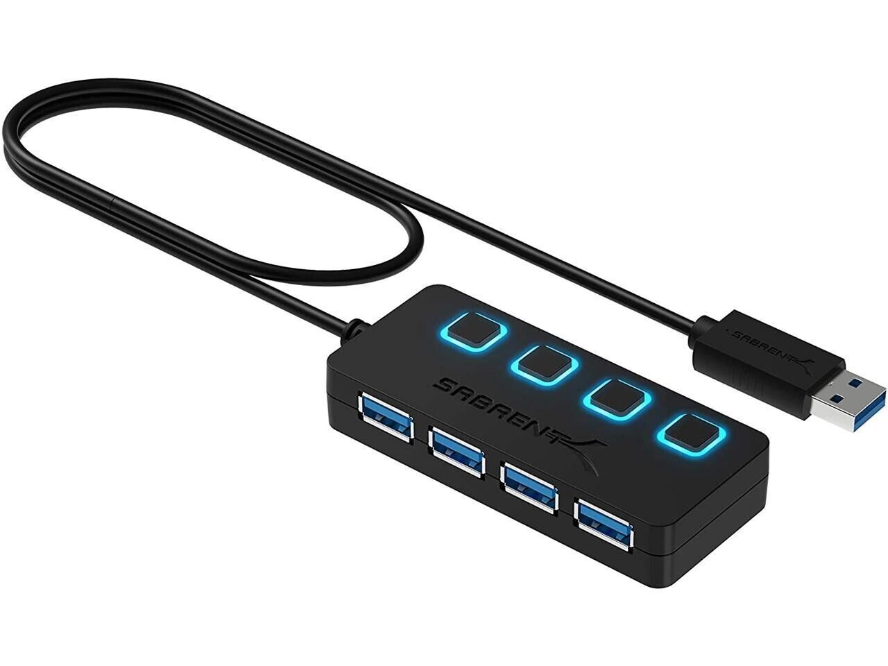 Sabrent HB-UM43 4-Port USB 3.0 Portable thin HUB with Power Switches
