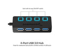 Sabrent HB-UM43 4-Port USB 3.0 Portable thin HUB with Power Switches