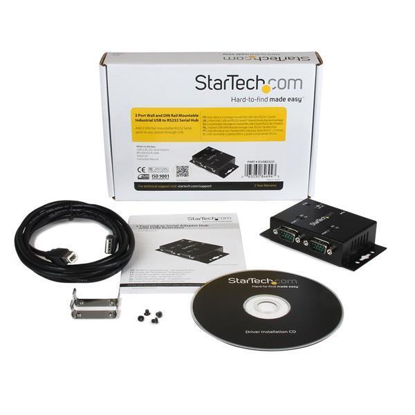 StarTech ICUSB2322I 2 Port Industrial Wall Mountable USB to Serial Adapter Hub