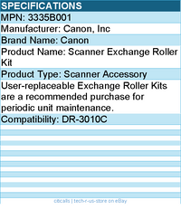 Canon 3335B001 Scanner Exchange Roller Kit - Scanner Accessory