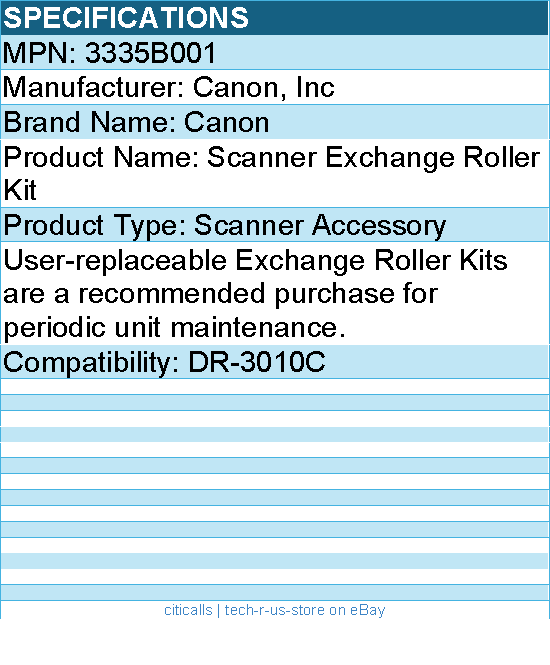 Canon 3335B001 Scanner Exchange Roller Kit - Scanner Accessory