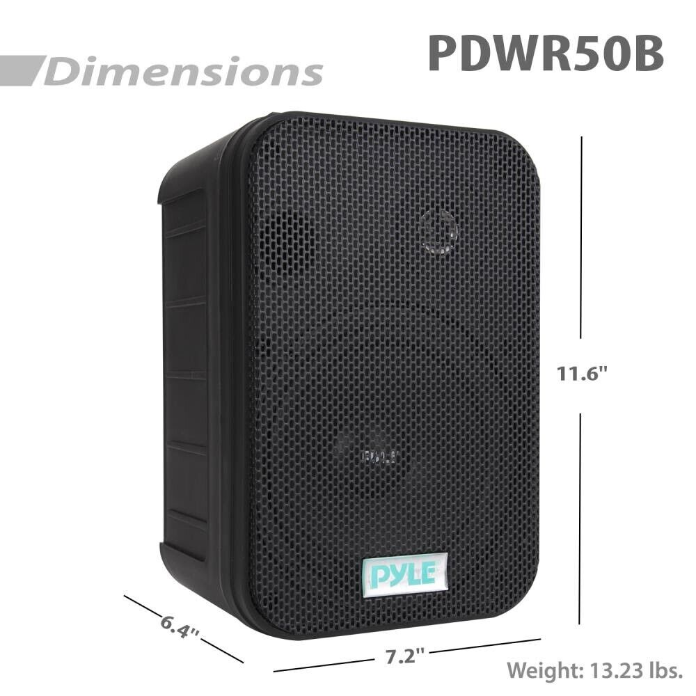 PyleHome PDWR50B 6.5'' Indoor/Outdoor Waterproof Speakers (Black) (Pair)