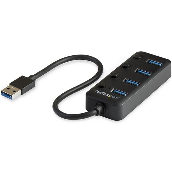 StarTech HB30A4AIB 4 Port USB 3.0 Hub - USB Type-A to 4x USB-A with Individual