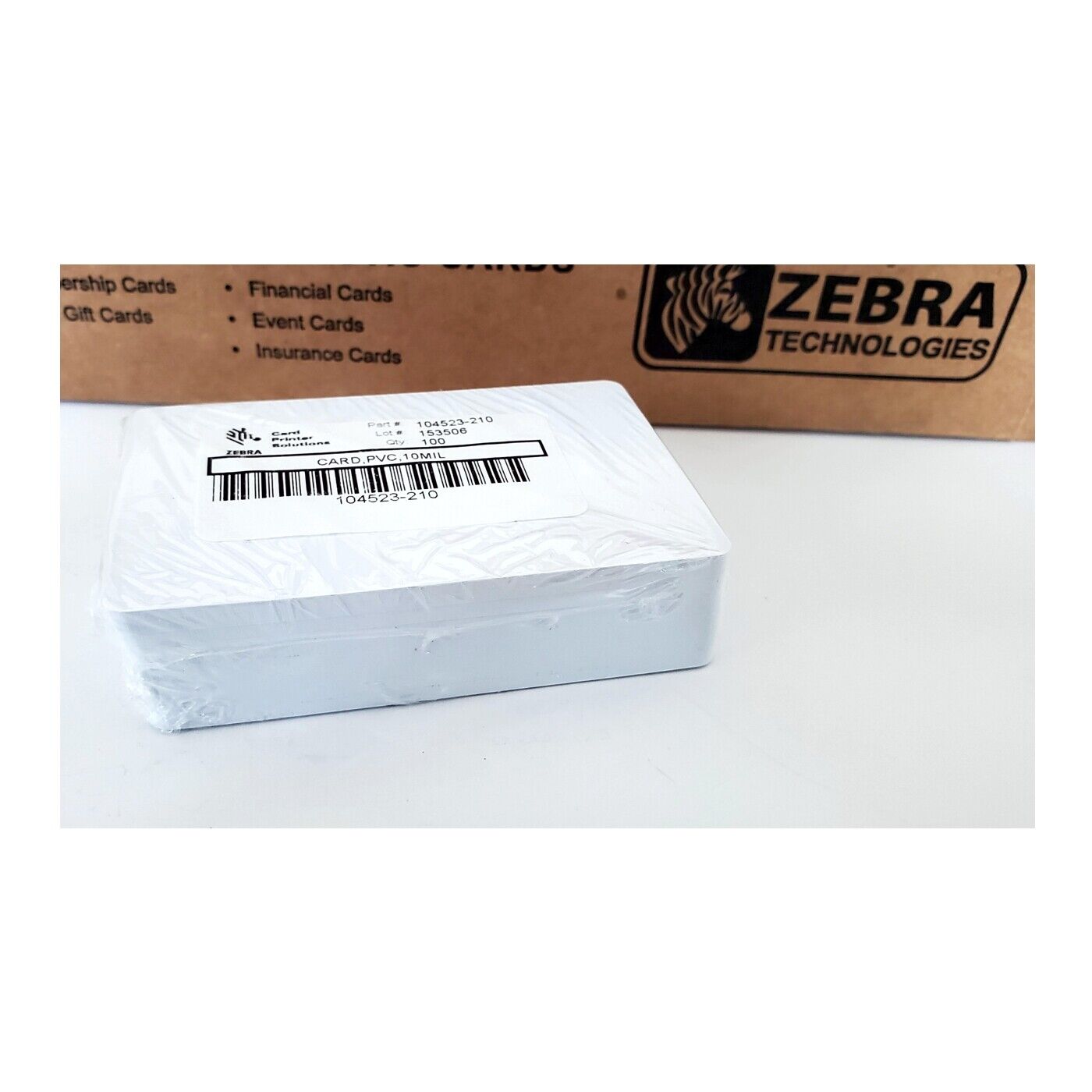 Zebra 104523-210 Premier Blank PVC Card CR-80 500 pieces 10 Mil 2.13"x3.38" Card