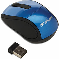 Verbatim 97471 USB Wireless Mini Nano Travel Optical Mouse Blue Radio Frequency