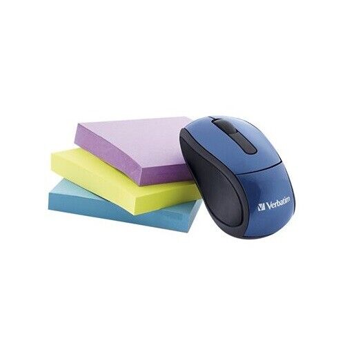 Verbatim 97471 USB Wireless Mini Nano Travel Optical Mouse Blue Radio Frequency