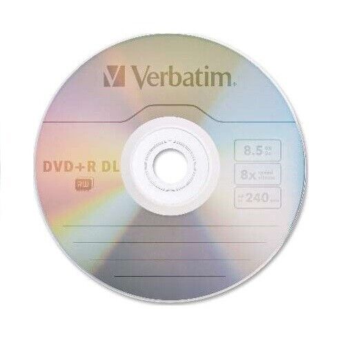 Verbatim 95484 DVD+R DL 8.5GB 4 Hours 8X Branded Surface 15 Pack Spindle