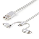 StarTech LTCUB1MGR 1m USB Multi Charging Cable - Braided - Apple MFi Certified