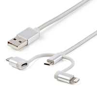 StarTech LTCUB1MGR 1m USB Multi Charging Cable - Braided - Apple MFi Certified