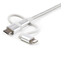 StarTech LTCUB1MGR 1m USB Multi Charging Cable - Braided - Apple MFi Certified