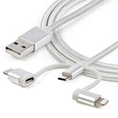 StarTech LTCUB1MGR 1m USB Multi Charging Cable - Braided - Apple MFi Certified