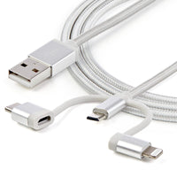 StarTech LTCUB1MGR 1m USB Multi Charging Cable - Braided - Apple MFi Certified