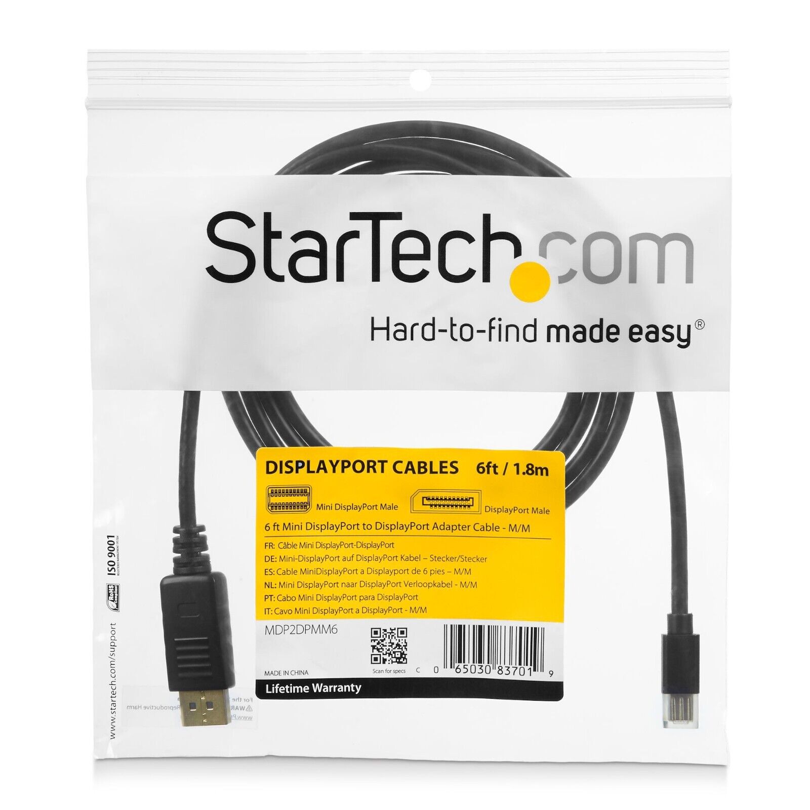 StarTech MDP2DPMM10 10ft (3m) Mini DisplayPort to DisplayPort 1.2 Cable, 4K x 2K