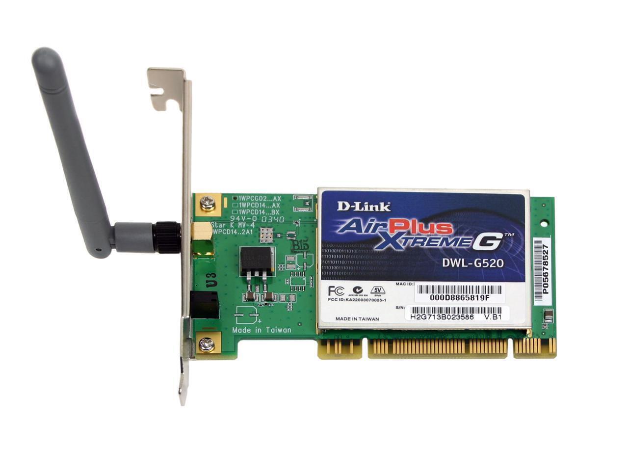 D-Link DWL-G520 Extreme PCI Wireless G108 Card Low Profile