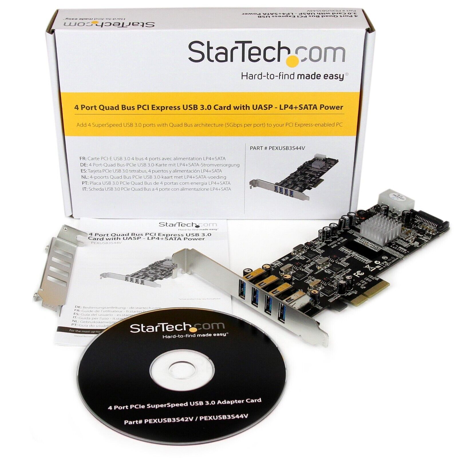 StarTech PEXUSB3S44V 4 Port PCI Express (PCIe) SuperSpeed USB 3.0 Card Adapter