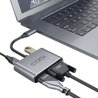 CODi A01063M 4-In-1 USB-C Display Adapter (HDMI, VGA, USB-C PD, USB-A 3.0)