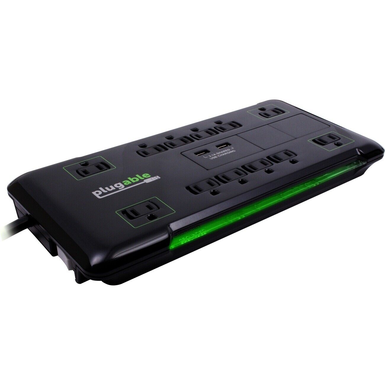 Plugable PS12-USB25 Surge Protector Power Strip with USB and 12 AC Outlets