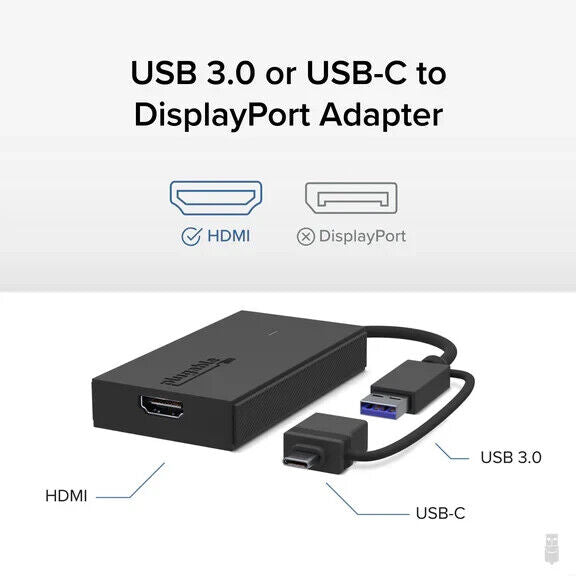 Plugable UGA-HDMI-S HDMI/USB/USB-C Audio/Video Adapter - 1 x USB 3.0 Type A