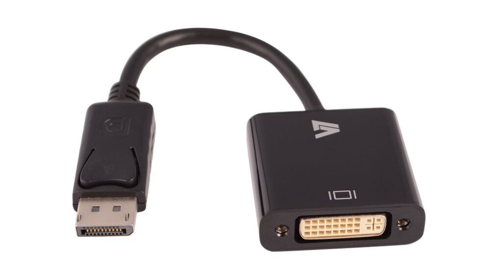 V7 CBLDPDVI-1E Black Video Adapter DisplayPort Male to DVI-I Female