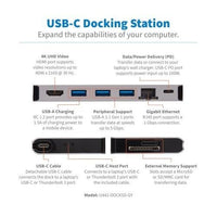 Tripp Lite U442-DOCK5D-GY USB C Docking Station USB Hub 4k HDMI Gbe SD Card Read