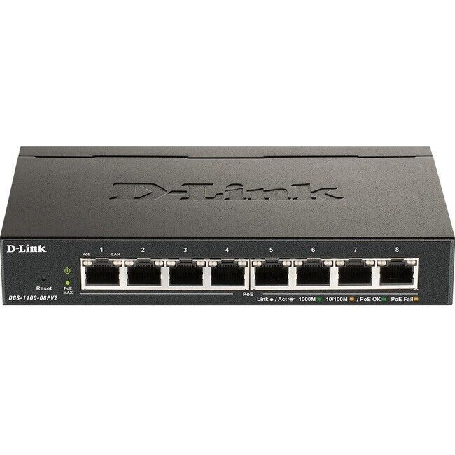 D-Link DGS-1100-08PV2 Ethernet Switch - 8 Ports - Manageable - 2 Layer Supported