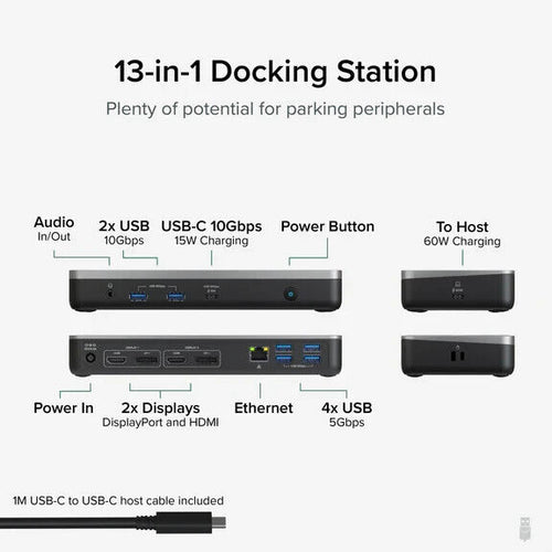 Plugable UD-MSTHDC 12-in-1 Dual 4K USB C Docking Station, Works with Chromebook