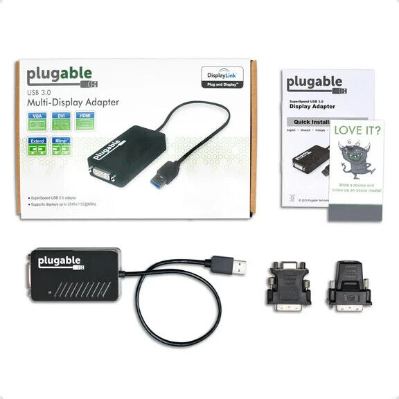 Plugable UGA-3000 USB 3.0 to DVI/VGA/HDMI Video Graphics Adapter for - Multiple