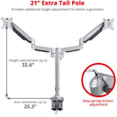 SIIG CE-MT2X11-S1 Dual Monitor Gas Spring Desk Mount with USB Port - 17" to 32"