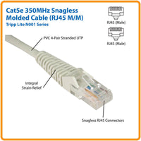 Tripp Lite N001-007-BL 7ft Cat5e / Cat5 Snagless Molded Patch Cable RJ45 M/M