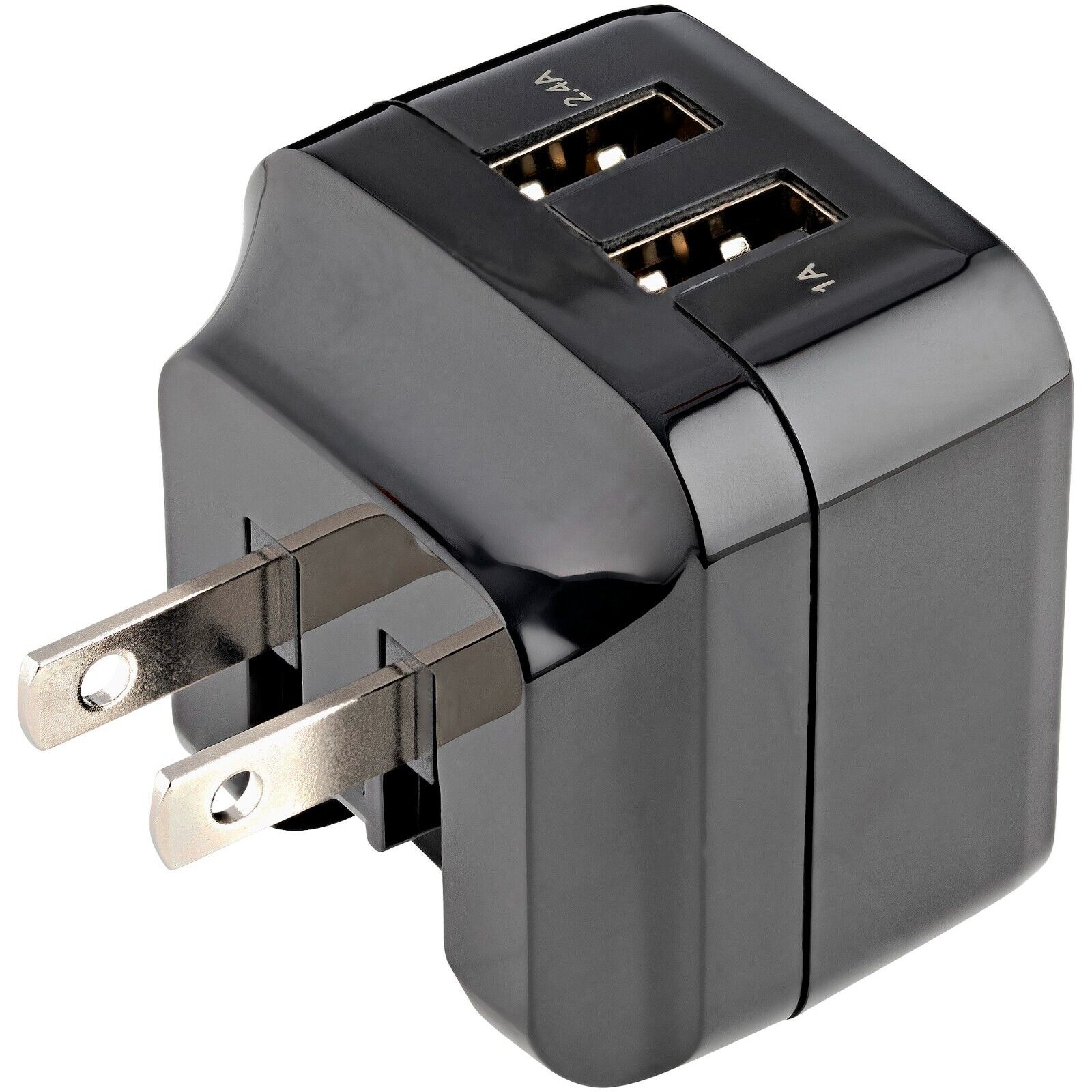 StarTech USB2PACUBK 2Port USB Wall Charger, 17W Wall Charger Hub(2.4A & 1A port)