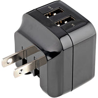 StarTech USB2PACUBK 2Port USB Wall Charger, 17W Wall Charger Hub(2.4A & 1A port)