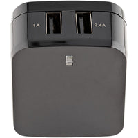 StarTech USB2PACUBK 2Port USB Wall Charger, 17W Wall Charger Hub(2.4A & 1A port)