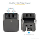 StarTech USB2PACUBK 2Port USB Wall Charger, 17W Wall Charger Hub(2.4A & 1A port)