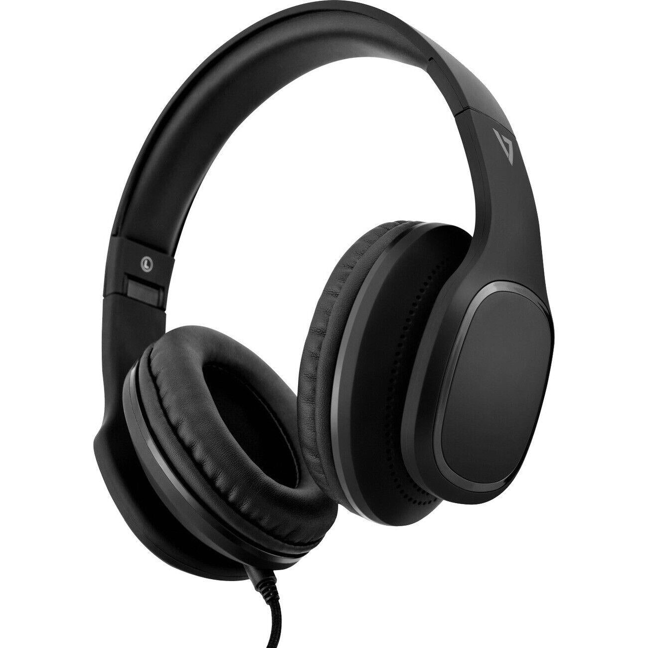 V7 HA701-3NP Over-Ear Headphones with Microphone - Black - Stereo - Mini-phone