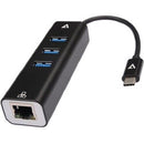 V7 V7UCRJ45USB3 Gigabit Ethernet Adapter USB-C Male to USB A Female x 3, RJ45