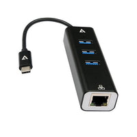 V7 V7UCRJ45USB3 Gigabit Ethernet Adapter USB-C Male to USB A Female x 3, RJ45